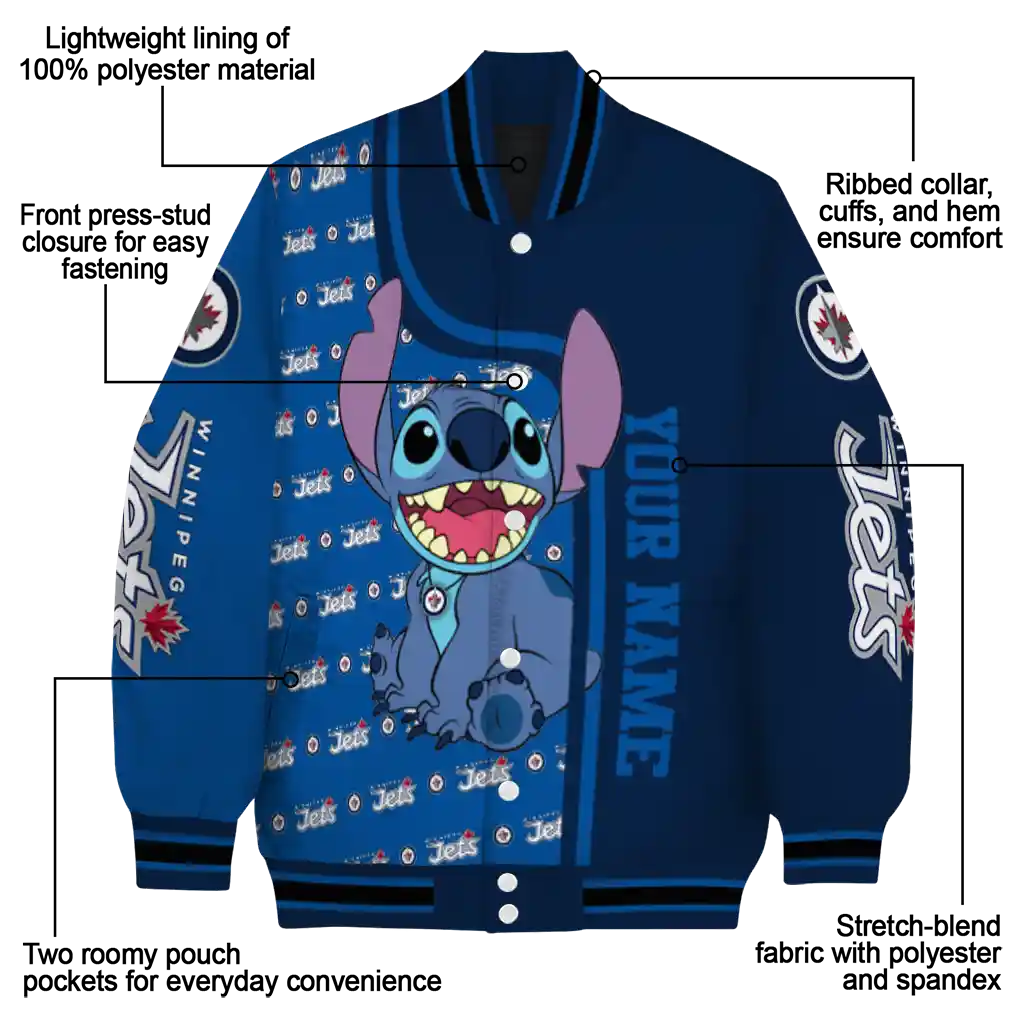 customized winnipeg jets stitch laughing blue varsity jacket new arrival customized winnipeg jets stitch laughing blue varsity jacket new arrival