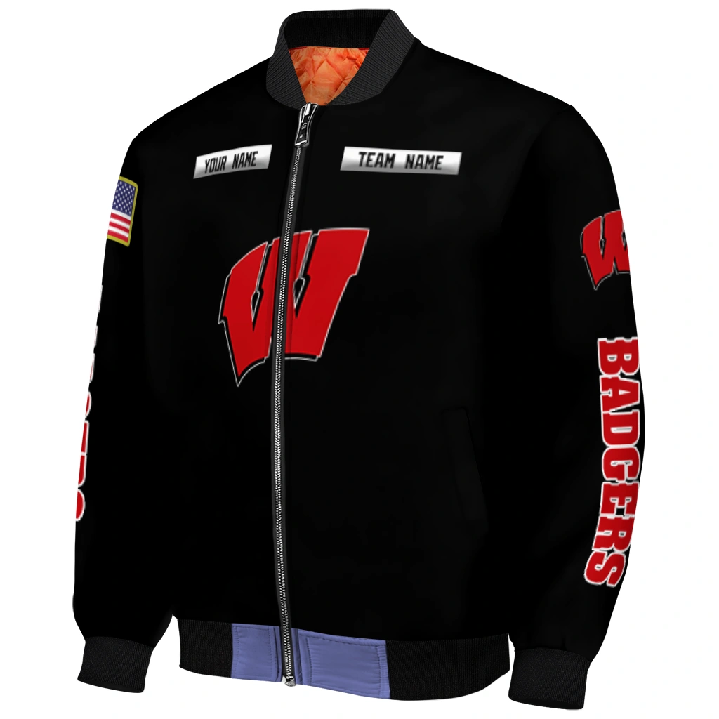 customized wisconsin badgers american flag skull black bomber jacket fashion forward customized wisconsin badgers american flag skull black bomber jacket fashion forward