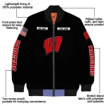 customized wisconsin badgers american flag skull black bomber jacket best selling