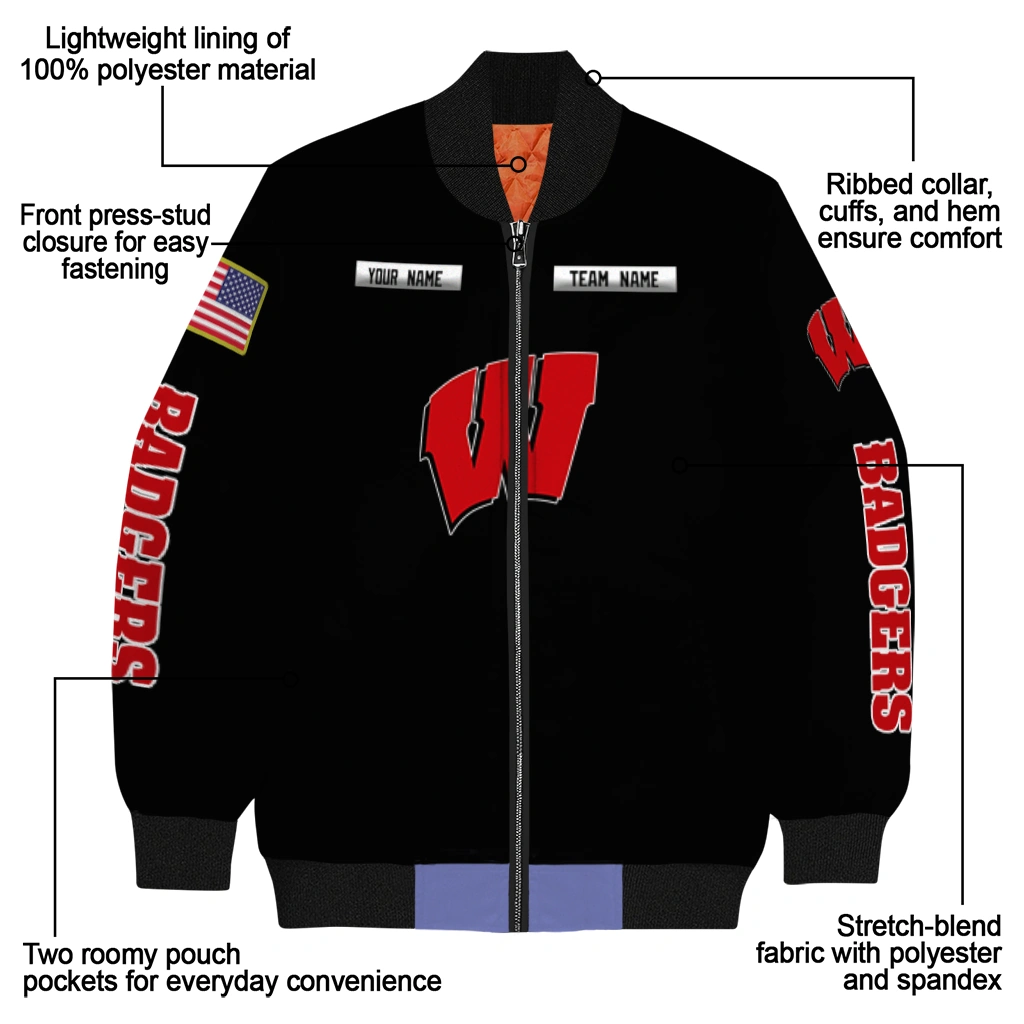 customized wisconsin badgers american flag skull black bomber jacket new arrival customized wisconsin badgers american flag skull black bomber jacket new arrival