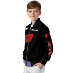 customized wisconsin badgers american flag skull black bomber jacket best selling