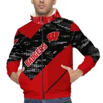 customized wisconsin badgers arrow matrix red black windbreaker jacket best selling