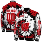 customized wisconsin badgers burst splatter red varsity jacket best selling