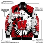 customized wisconsin badgers burst splatter red varsity jacket best selling