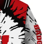 customized wisconsin badgers burst splatter red varsity jacket best selling