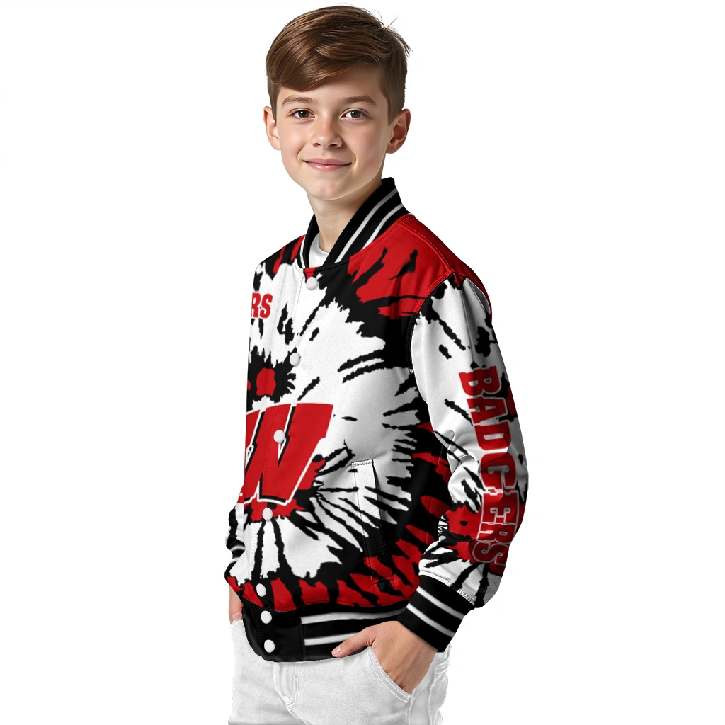 customized wisconsin badgers burst splatter red varsity jacket trendy customized wisconsin badgers burst splatter red varsity jacket trendy
