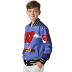 customized wisconsin badgers mario blocks blue black varsity jacket best selling