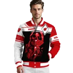 customized wisconsin badgers reaper hands red black varsity jacket best selling
