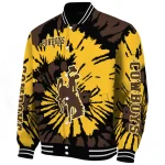customized wyoming cowboys burst splatter brown varsity jacket best selling