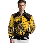 customized wyoming cowboys burst splatter brown varsity jacket best selling