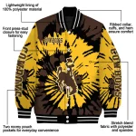 customized wyoming cowboys burst splatter brown varsity jacket best selling