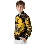 customized wyoming cowboys burst splatter brown varsity jacket best selling