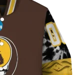 customized wyoming cowboys circle skull brown black varsity jacket best selling