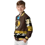 customized wyoming cowboys circle skull brown black varsity jacket best selling