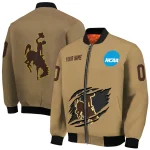customized wyoming cowboys claw effect beige bomber jacket best selling