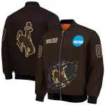 customized wyoming cowboys claw mark brown bomber jacket best selling