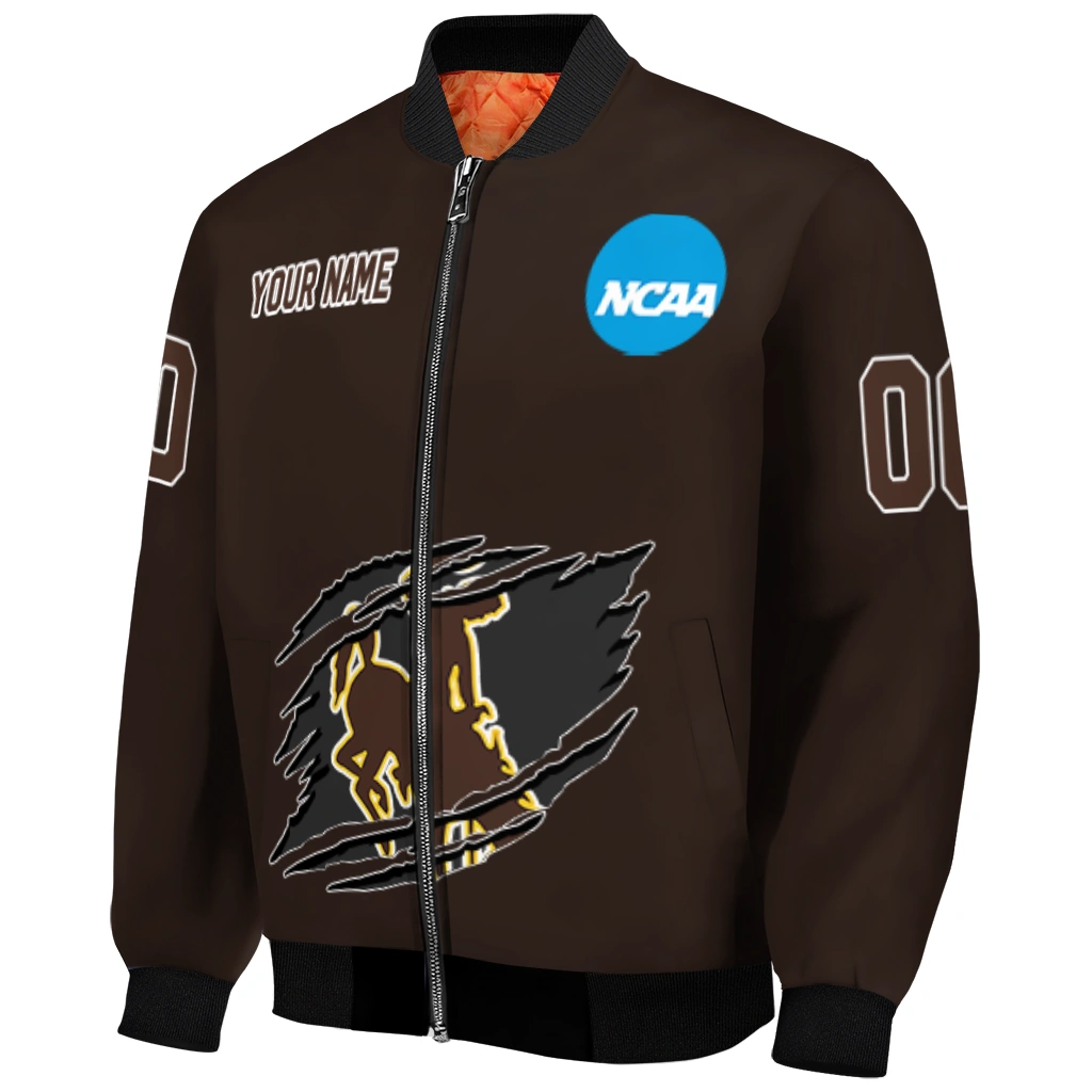 customized wyoming cowboys claw mark brown bomber jacket fashion forward customized wyoming cowboys claw mark brown bomber jacket fashion forward