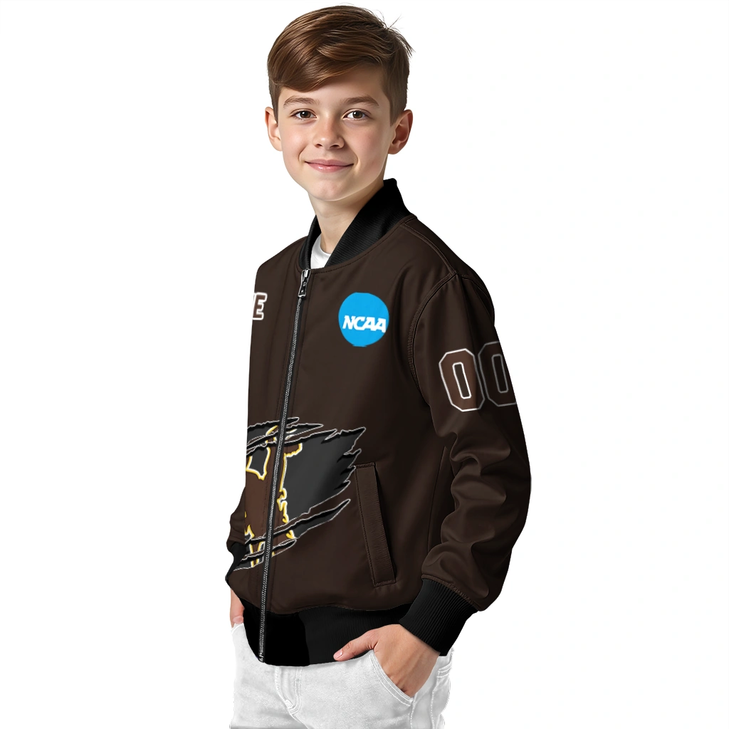 customized wyoming cowboys claw mark brown bomber jacket trendy customized wyoming cowboys claw mark brown bomber jacket trendy