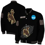 customized wyoming cowboys claw shred black varsity jacket best selling