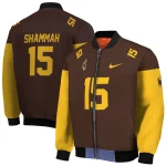 customized wyoming cowboys team patch brown bomber jacket best selling