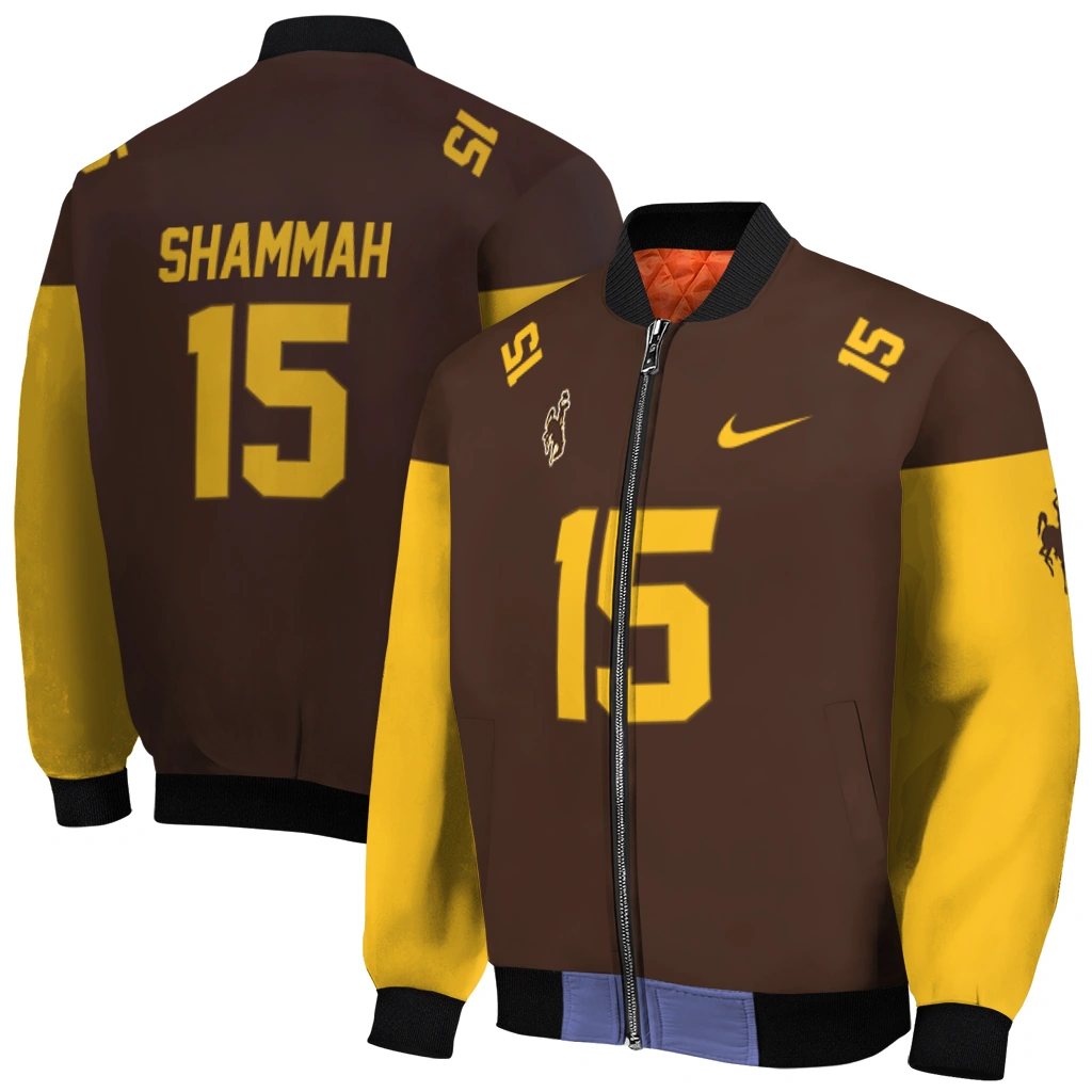 customized wyoming cowboys team patch brown bomber jacket best selling customized wyoming cowboys team patch brown bomber jacket best selling