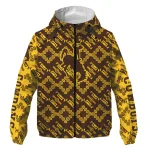 customized wyoming cowboys trellis mesh brown windbreaker jacket best selling
