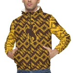 customized wyoming cowboys trellis mesh brown windbreaker jacket best selling