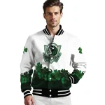 dallas mavericks clover pattern print white green varsity jacket best selling