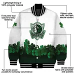 dallas mavericks clover pattern print white green varsity jacket best selling