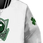 dallas mavericks clover pattern print white green varsity jacket best selling
