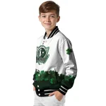 dallas mavericks clover pattern print white green varsity jacket best selling
