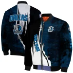 dallas mavericks edgy scratch effect blue black bomber jacket best selling