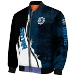 dallas mavericks edgy scratch effect blue black bomber jacket best selling
