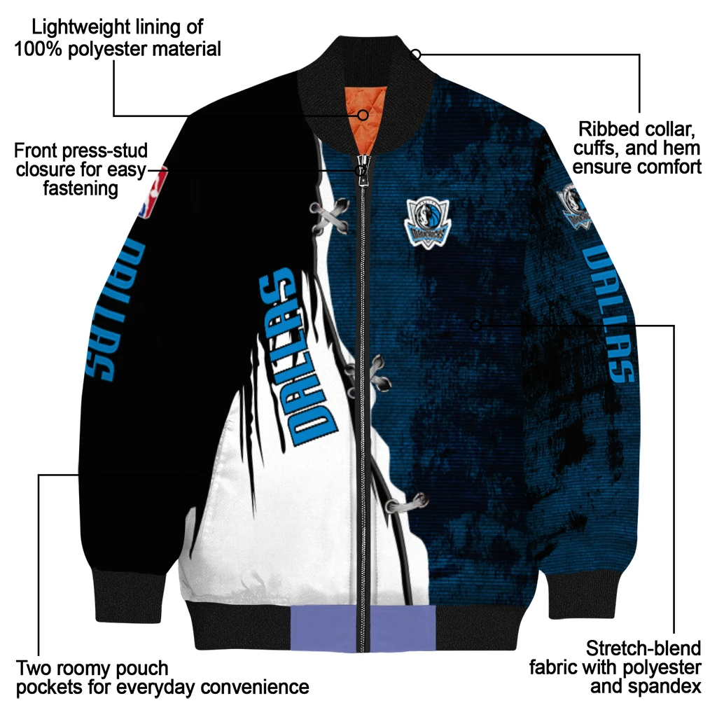dallas mavericks edgy scratch effect blue black bomber jacket new arrival dallas mavericks edgy scratch effect blue black bomber jacket new arrival