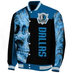 dallas mavericks fire skull blue black varsity jacket best selling