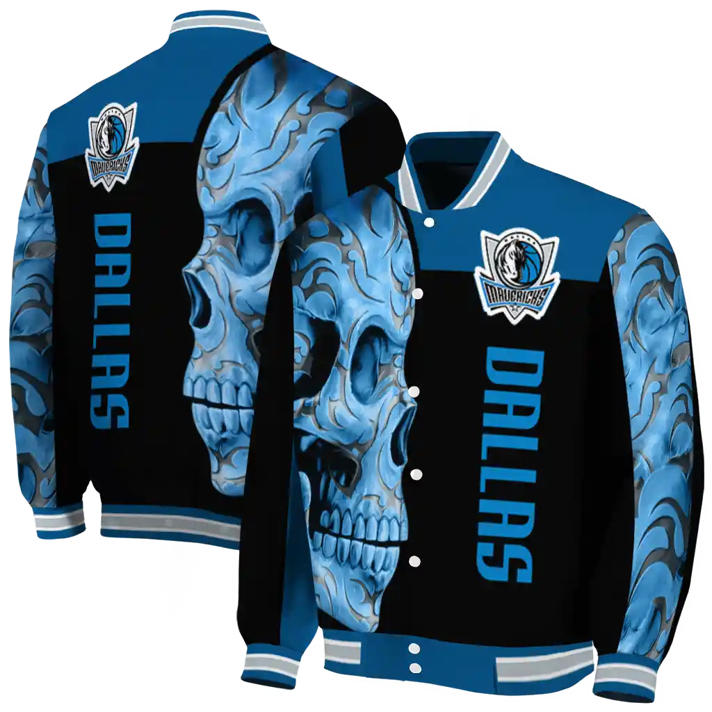 dallas mavericks fire skull blue black varsity jacket fashion forward dallas mavericks fire skull blue black varsity jacket fashion forward