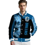 dallas mavericks fire skull blue black varsity jacket best selling