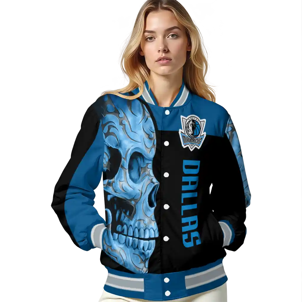 dallas mavericks fire skull blue black varsity jacket latest model dallas mavericks fire skull blue black varsity jacket latest model