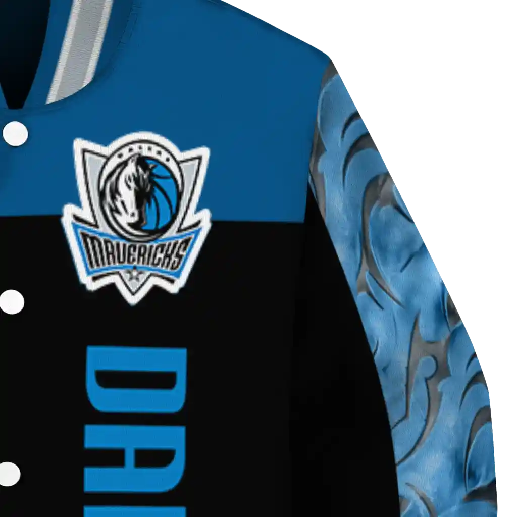 dallas mavericks fire skull blue black varsity jacket premium grade dallas mavericks fire skull blue black varsity jacket premium grade