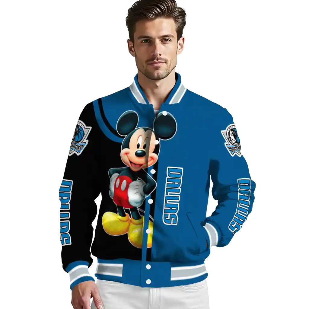 dallas mavericks mickey mouse blue varsity jacket high quality dallas mavericks mickey mouse blue varsity jacket high quality
