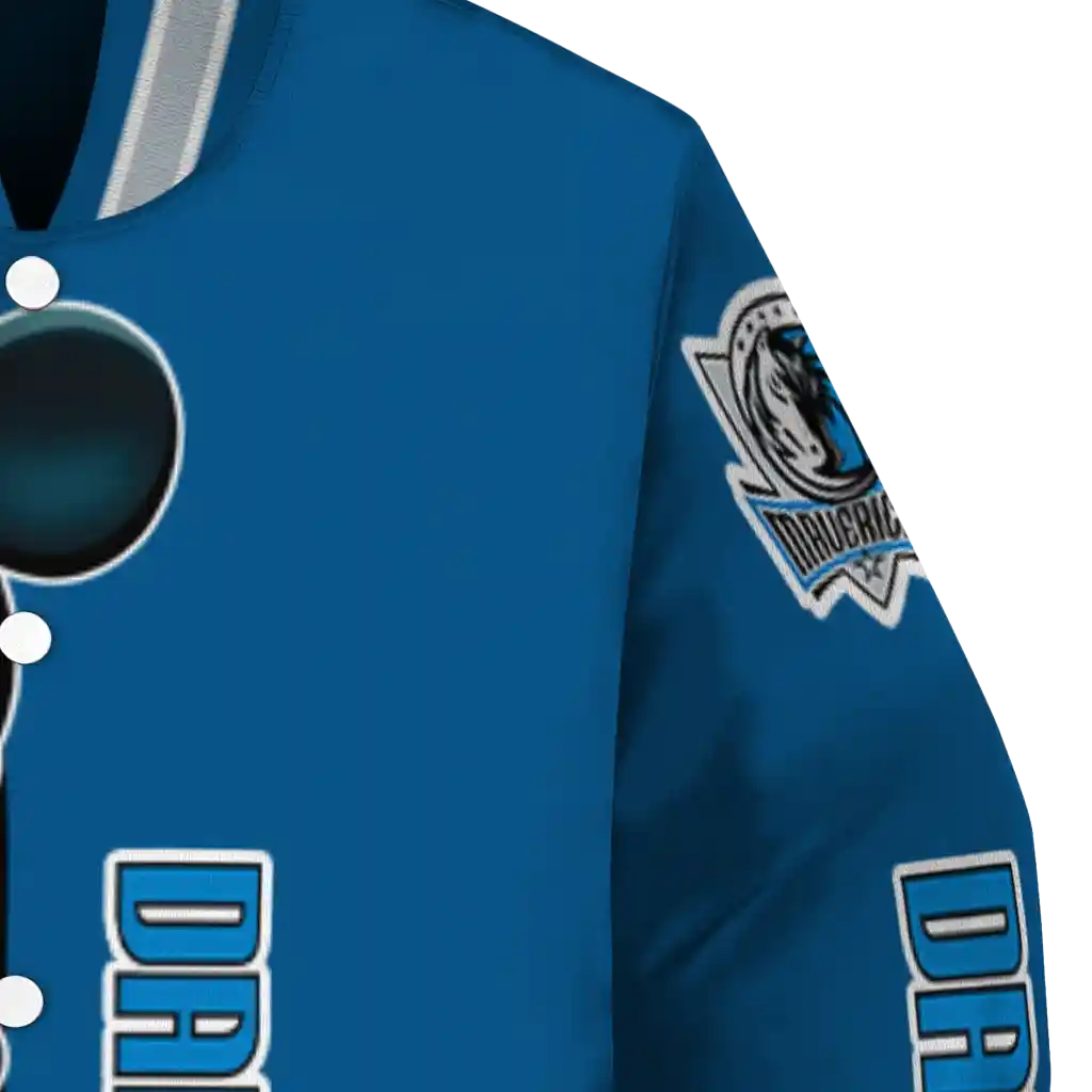 dallas mavericks mickey mouse blue varsity jacket premium grade dallas mavericks mickey mouse blue varsity jacket premium grade