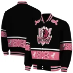 dallas mavericks pink ribbon black pink varsity jacket best selling