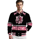 dallas mavericks pink ribbon black pink varsity jacket best selling