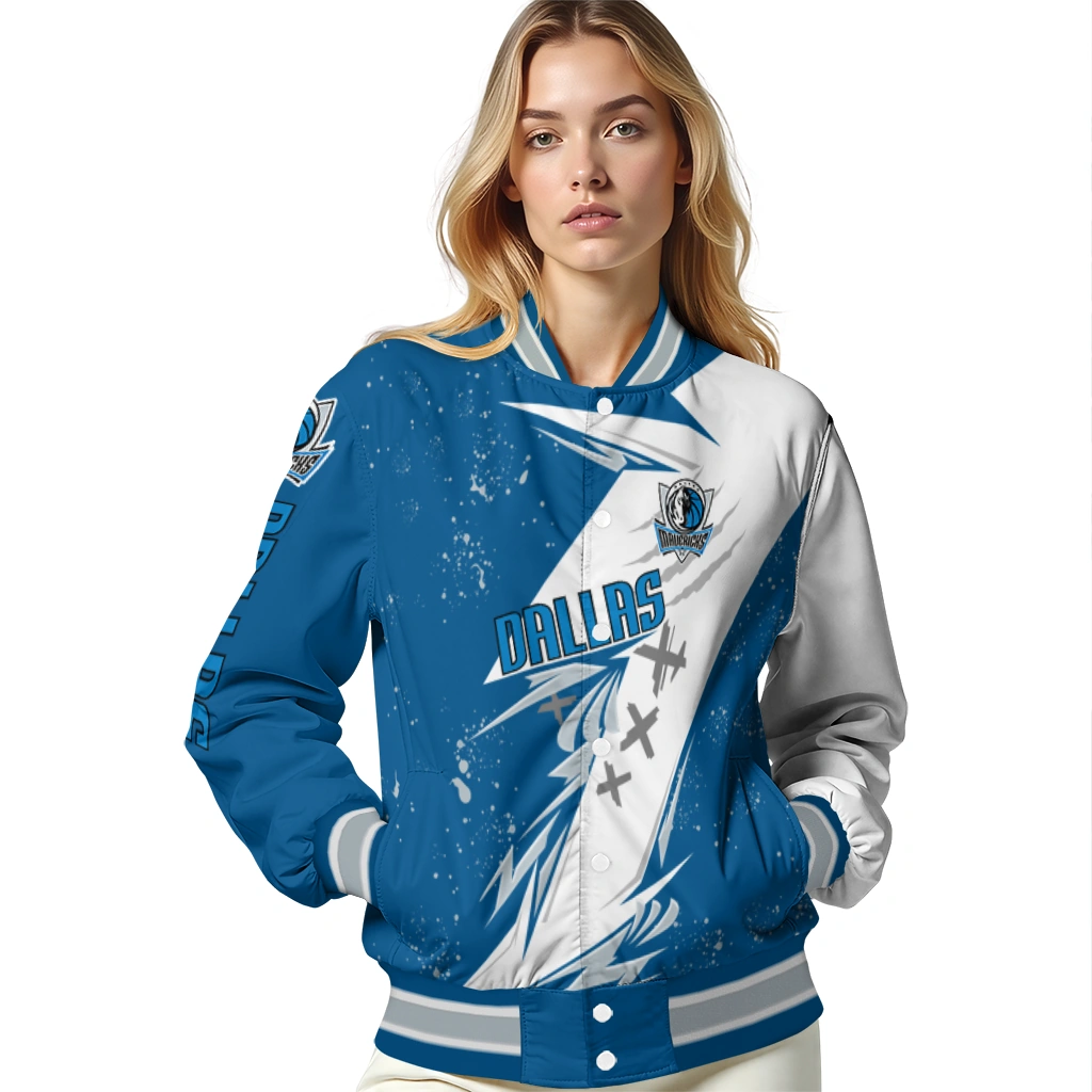 dallas mavericks ripped bolt blue white varsity jacket latest model dallas mavericks ripped bolt blue white varsity jacket latest model