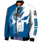 dallas mavericks skull outline blue white bomber jacket best selling