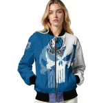 dallas mavericks skull outline blue white bomber jacket best selling