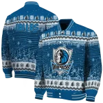 dallas mavericks snowy pines blue varsity jacket best selling