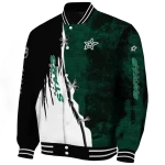 dallas stars distressed slash green black varsity jacket best selling
