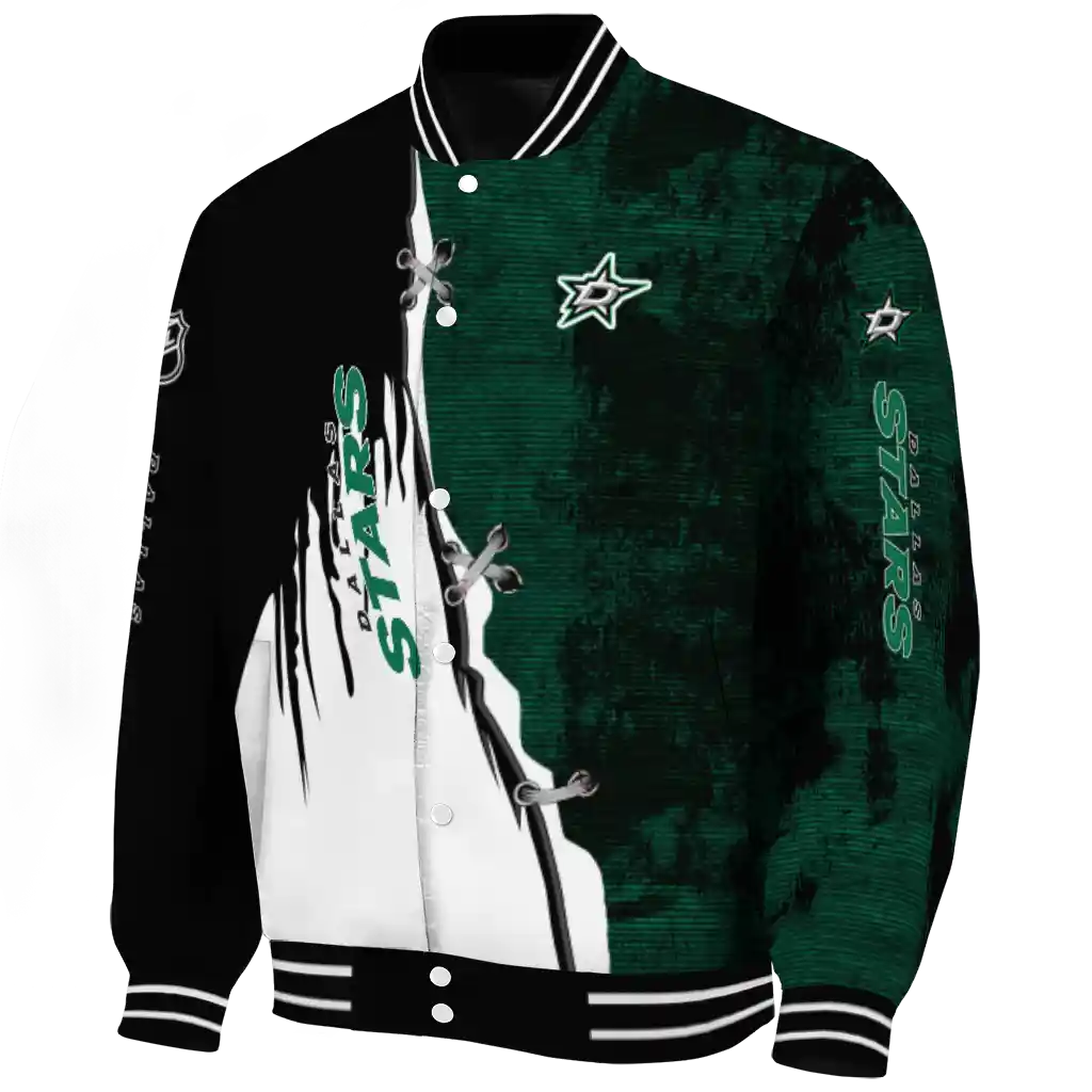 dallas stars distressed slash green black varsity jacket best selling dallas stars distressed slash green black varsity jacket best selling