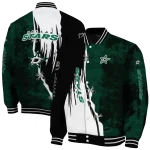 dallas stars distressed slash green black varsity jacket best selling
